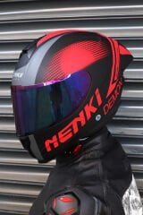 Nenki Encore Demon Mat Siyah Kask Gökkuşağı Camlı