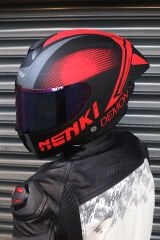Nenki Encore Demon Mat Siyah Kask Gökkuşağı Camlı