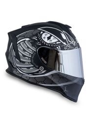 Origine Dinamo Fighter Mat Siyah-Titanium-Beyaz Kask Gri Camlı S