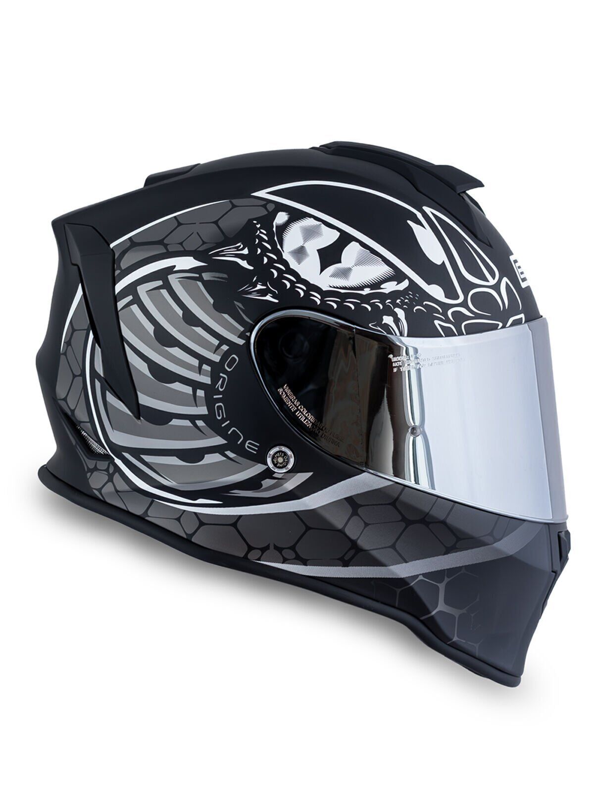 Origine Dinamo Fighter Mat Siyah-Titanium-Beyaz Kask Gri Camlı 2XL