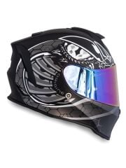 Origine Dinamo Fighter Mat Siyah-Titanium-Beyaz Kask Gökkuşağı Camlı L