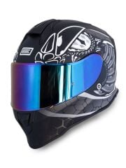 Origine Dinamo Fighter Mat Siyah-Titanium-Beyaz Kask Gökkuşağı Camlı L