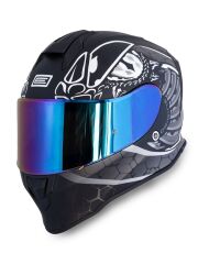 Origine Dinamo Fighter Mat Siyah-Titanium-Beyaz Kask Gökkuşağı Camlı 2XL