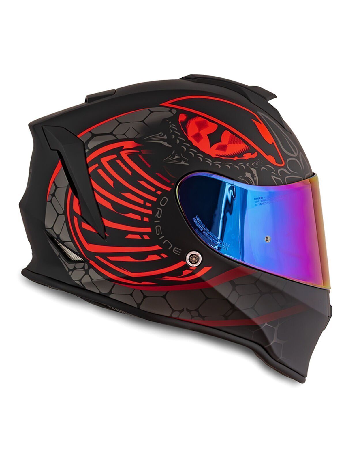 Origine Dinamo Fighter Mat Siyah-Antrasit-Kırmızı Kask Gökkuşağı Camlı M