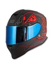 Origine Dinamo Fighter Mat Siyah-Antrasit-Kırmızı Kask Mavi Camlı XL