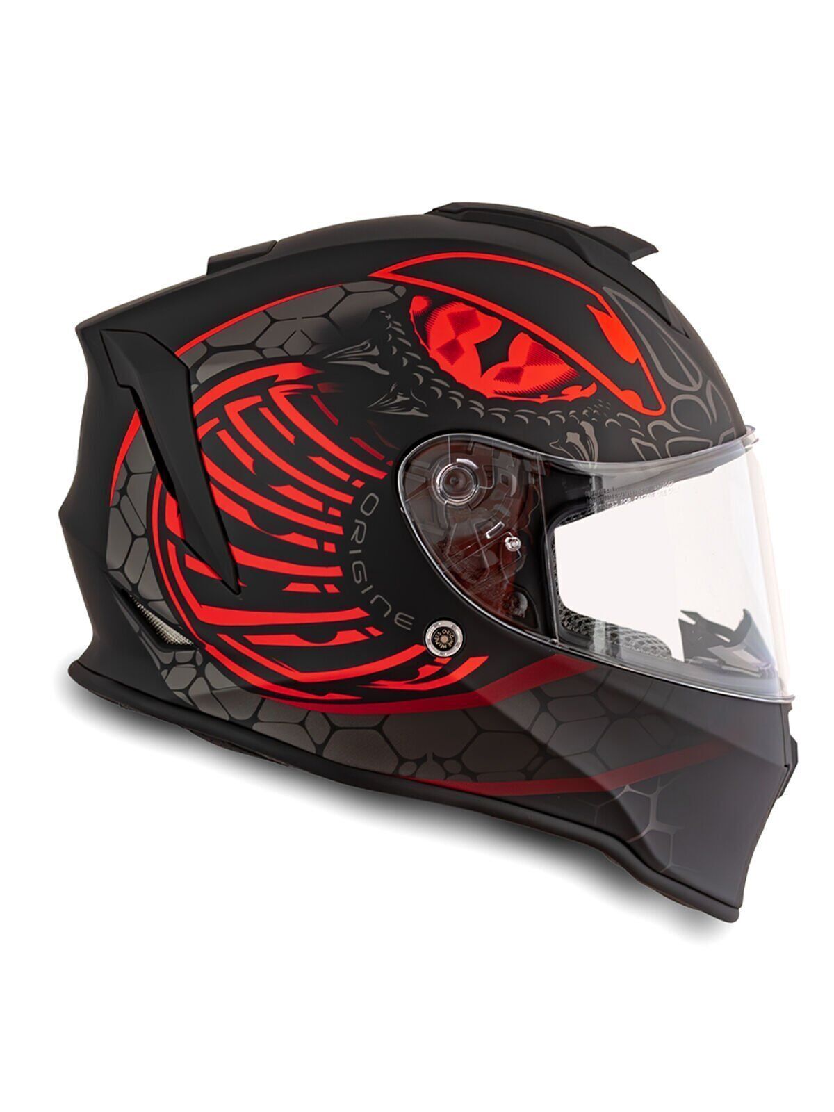 Origine Dinamo Fighter Mat Siyah-Antrasit-Kırmızı Kask Şeffaf Camlı XS