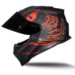 Origine Dinamo Fighter Mat Siyah-Antrasit-Kırmızı Kask Siyah Camlı XS